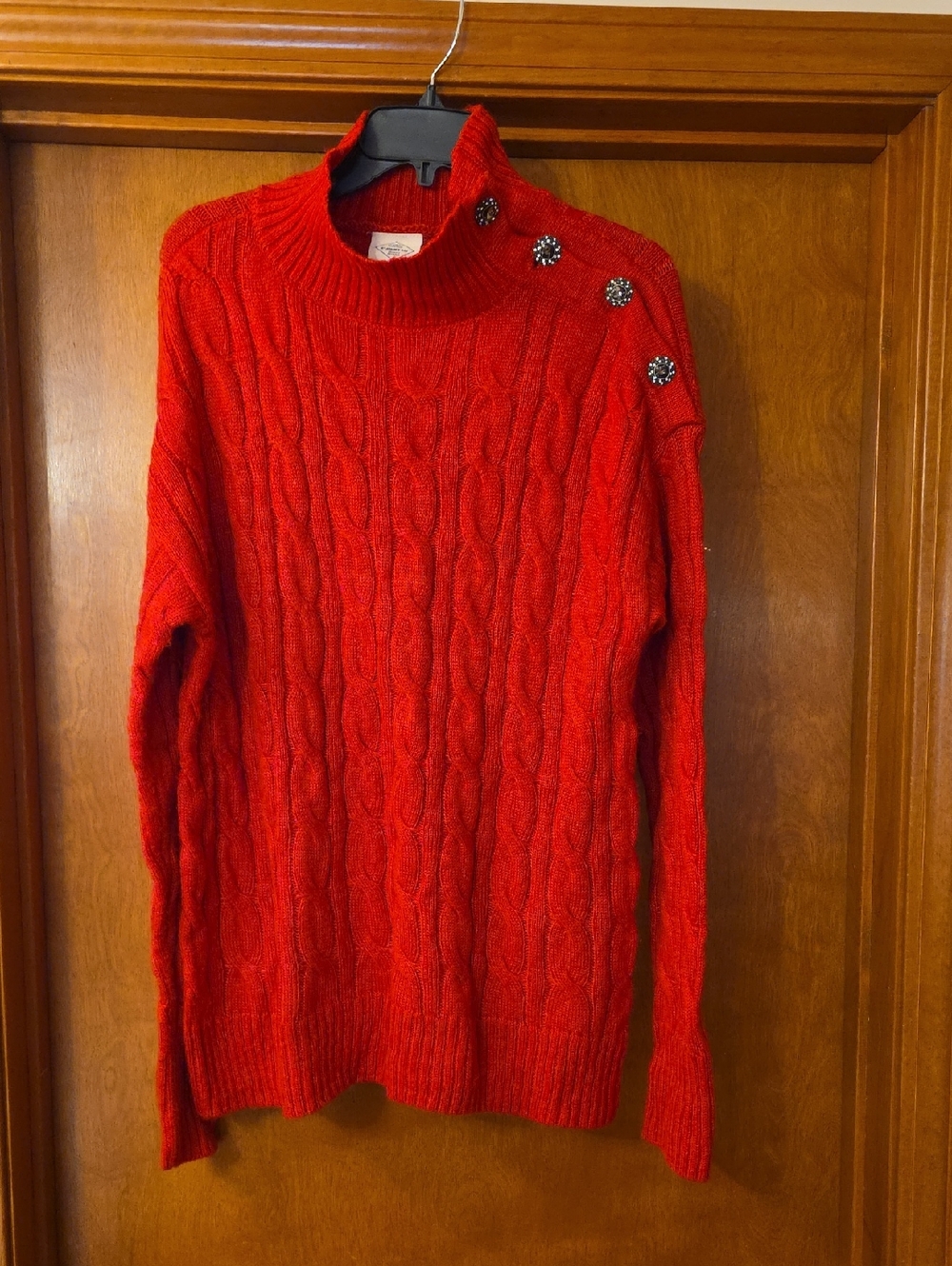 St. John's Bay Red Knit Sweater with Shoulder Buttons